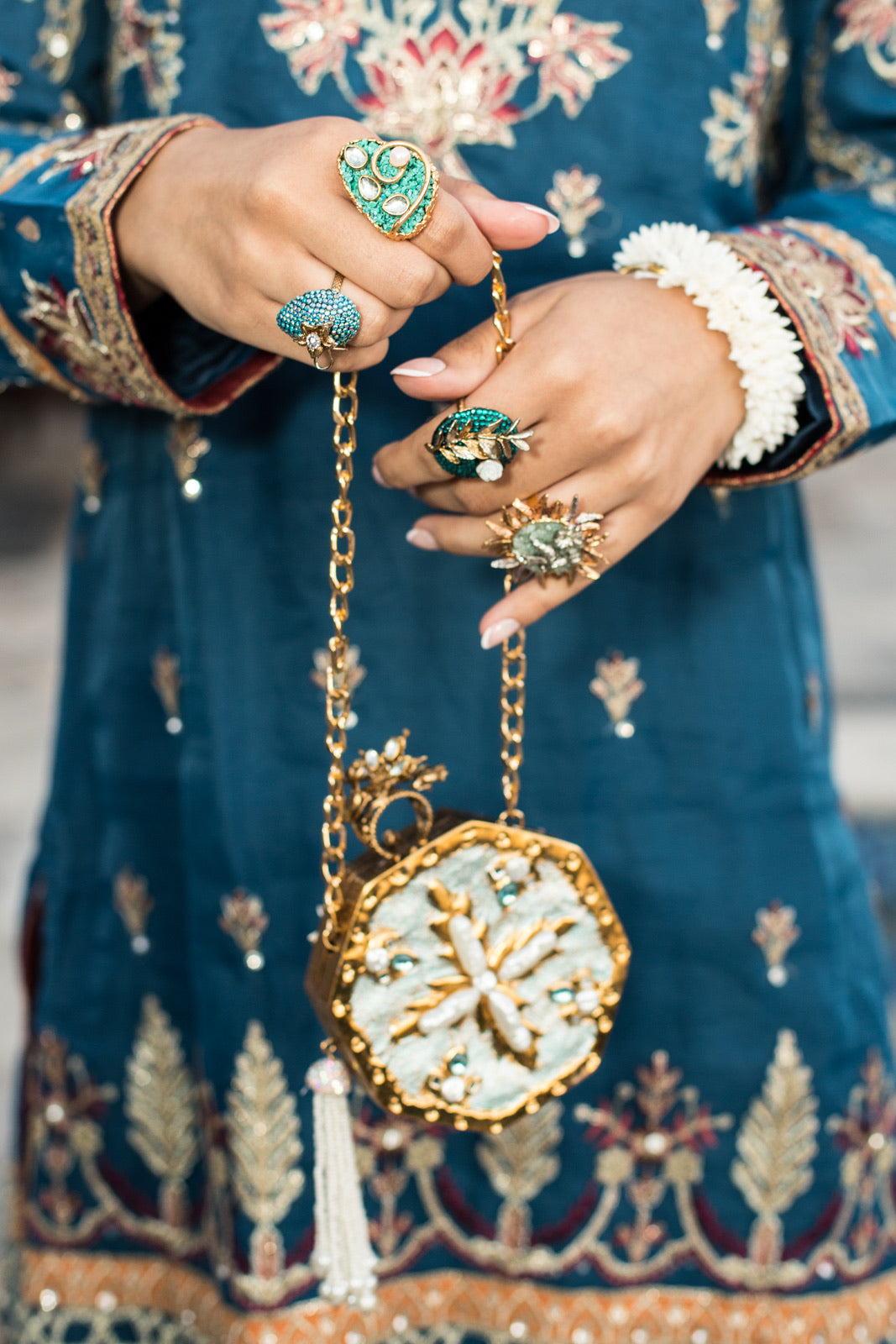 Opulent Bloom Dual-Sided Octagonal Clutch