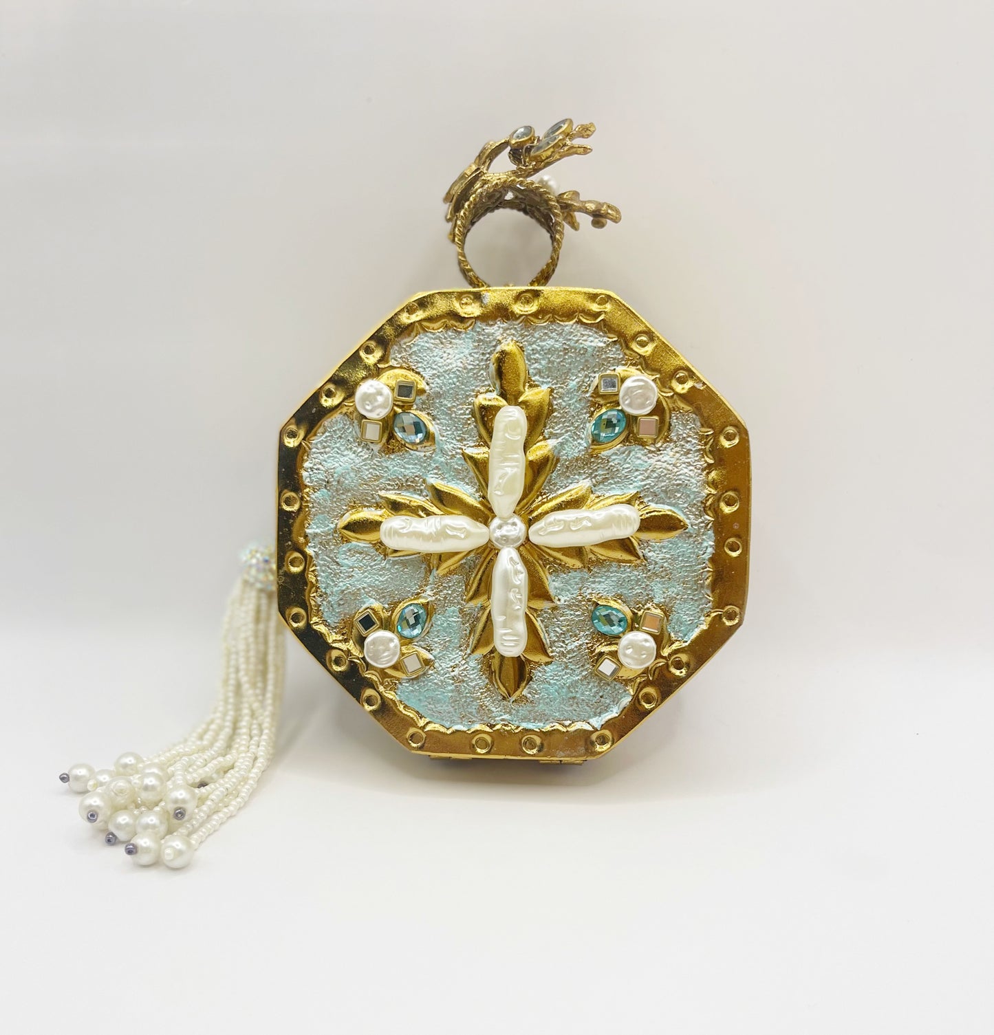 Opulent Bloom Dual-Sided Octagonal Clutch
