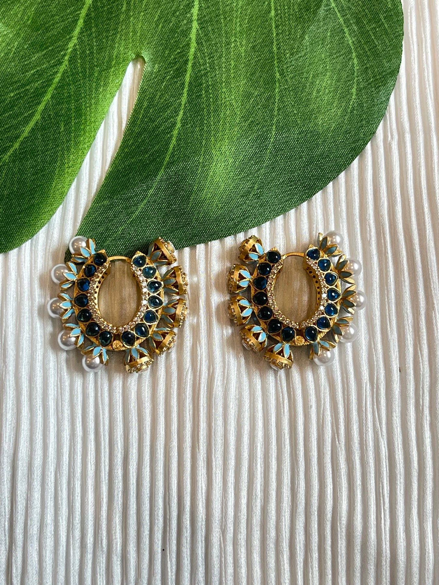 Kundan Polki Colored hoops
