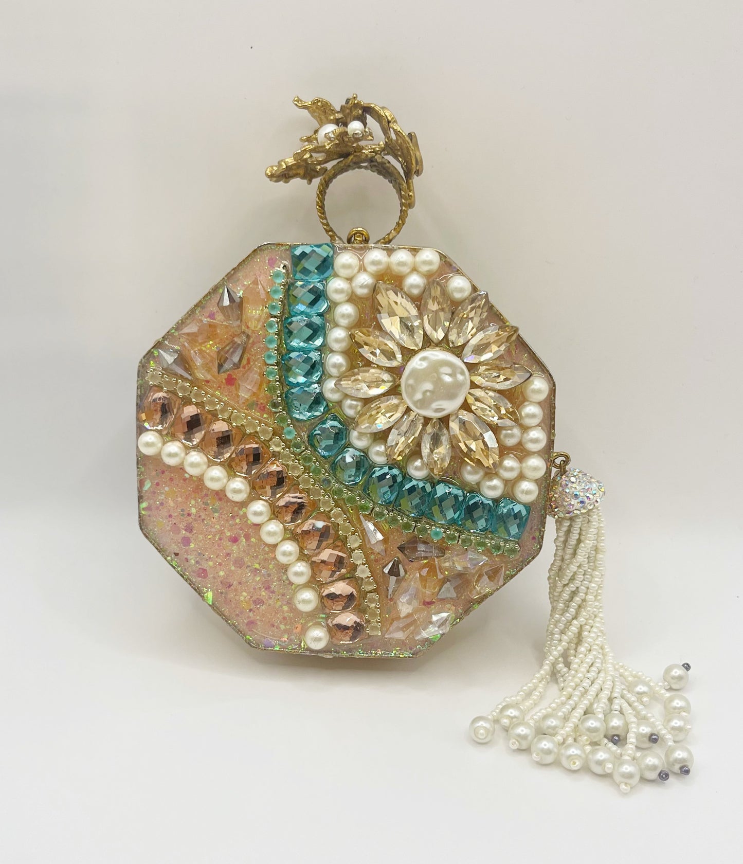 Opulent Bloom Dual-Sided Octagonal Clutch