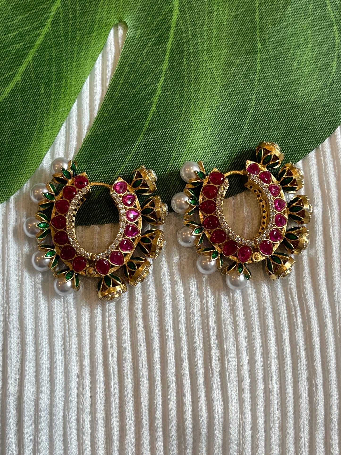 Kundan Polki Colored hoops