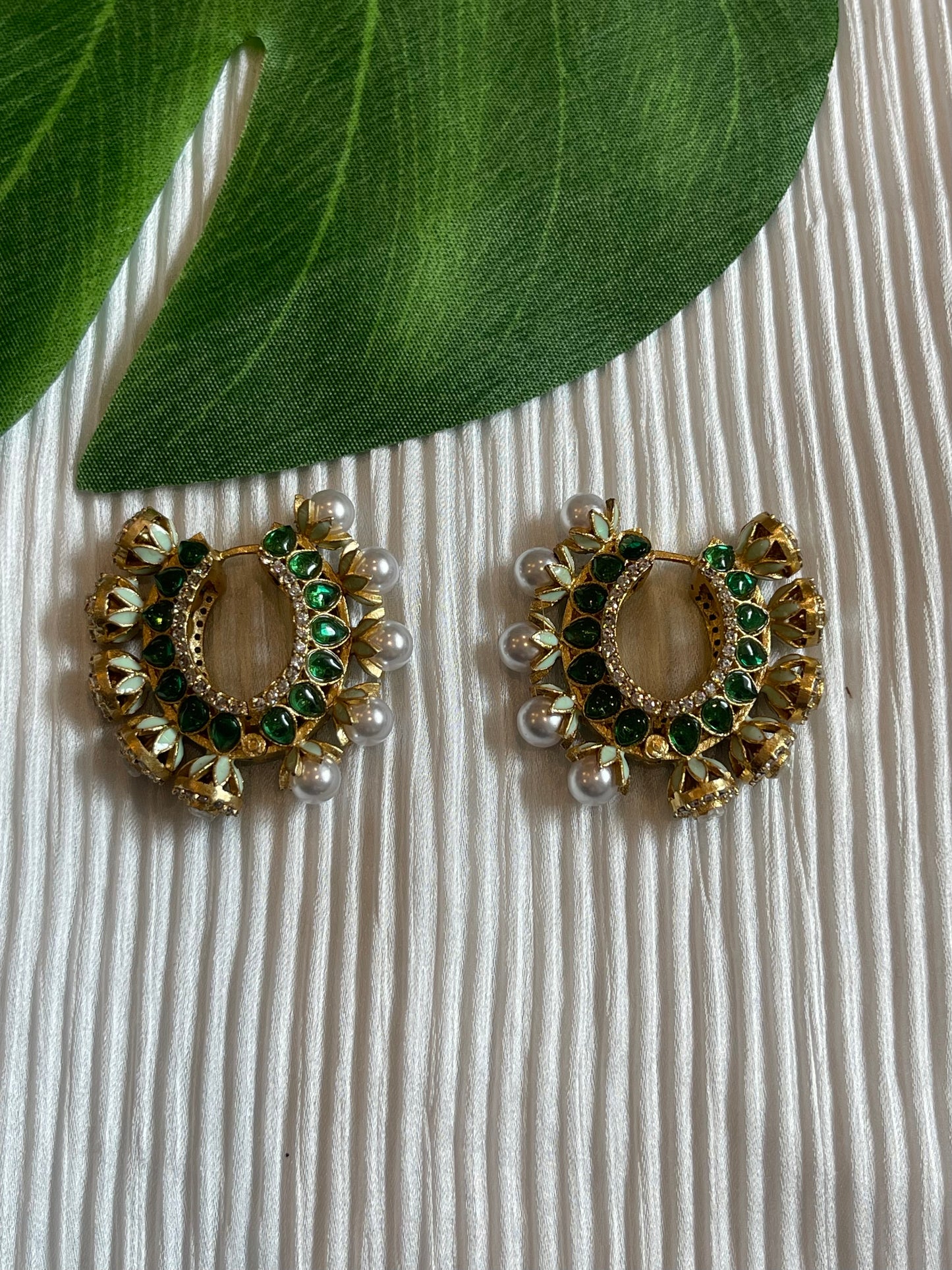 Kundan Polki Colored hoops