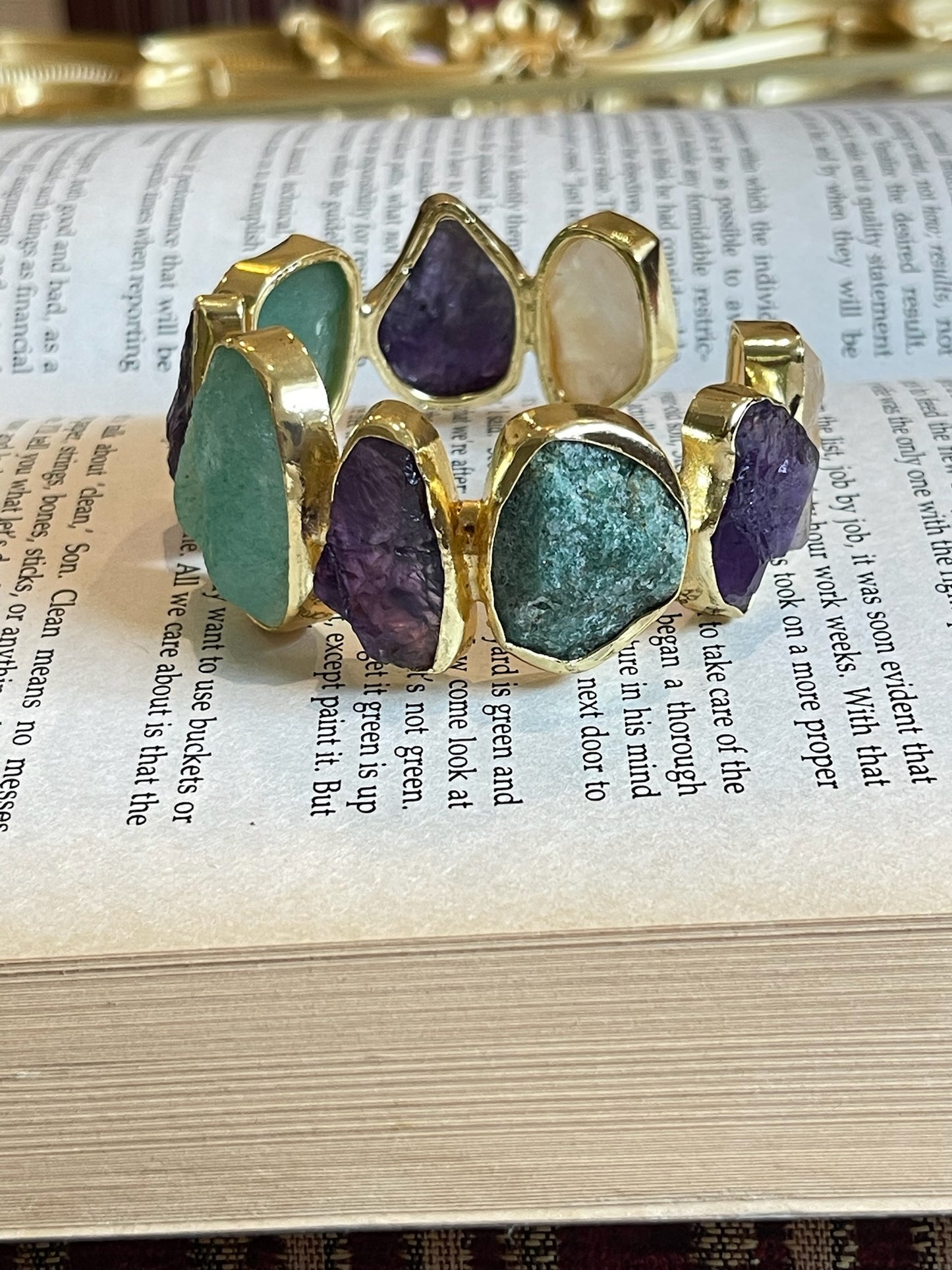 Aurora Gemstone Cuffs – A Radiant Fusion of Nature & Luxury