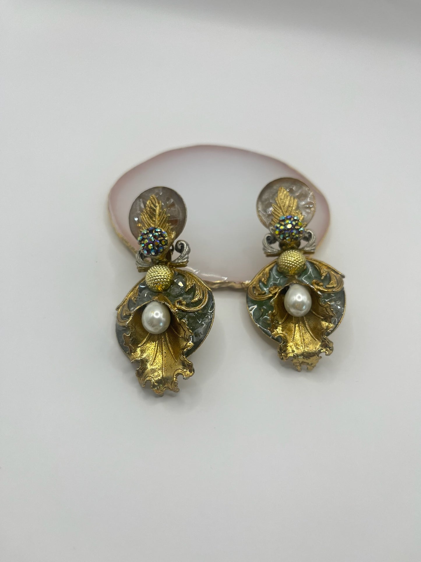 Golden Baroque Pearl Earrings