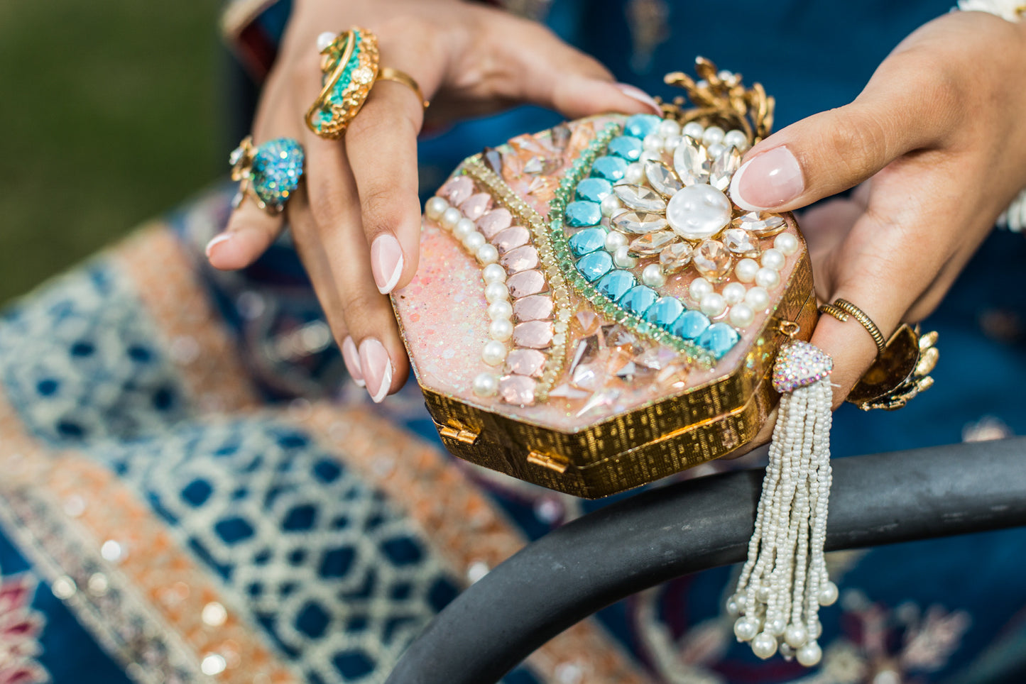 Opulent Bloom Dual-Sided Octagonal Clutch