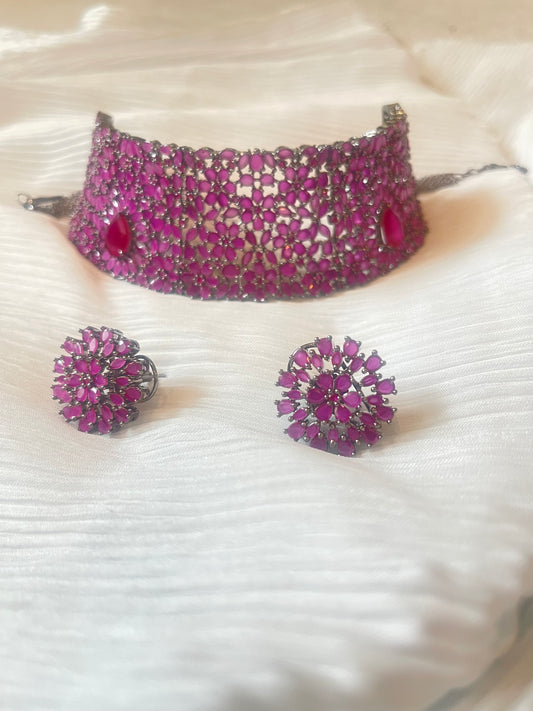 Crimson Bloom Choker Set
