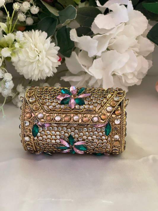 Rosette Royal Dholak Kundan Clutch (mini)
