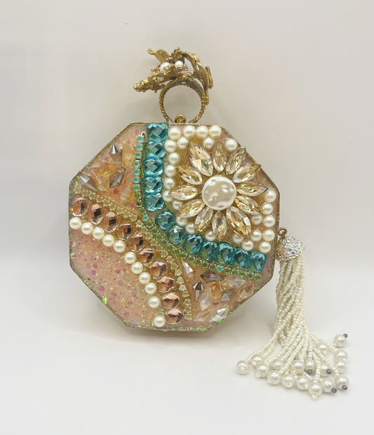 Opulent Bloom Dual-Sided Octagonal Clutch