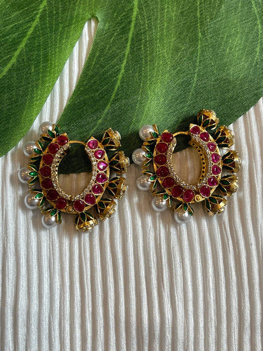 Kundan Polki Colored hoops