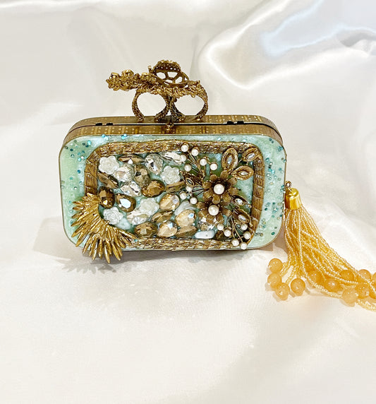Opulent Azure Bloom Clutch