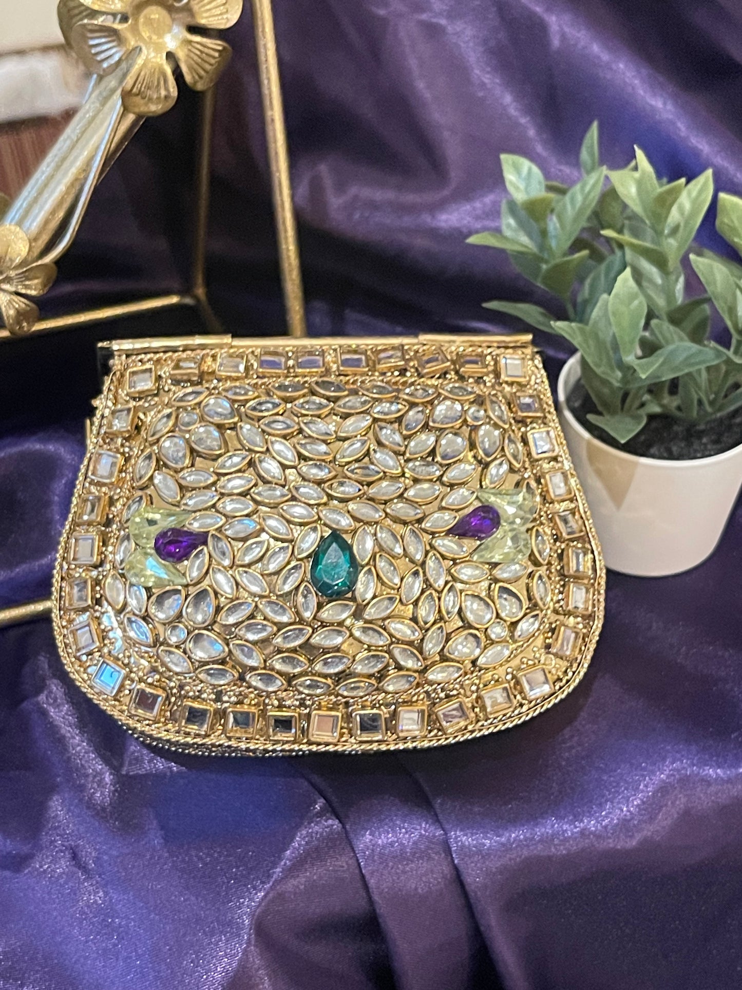 Blue Desire Kundan Clutch (mini)