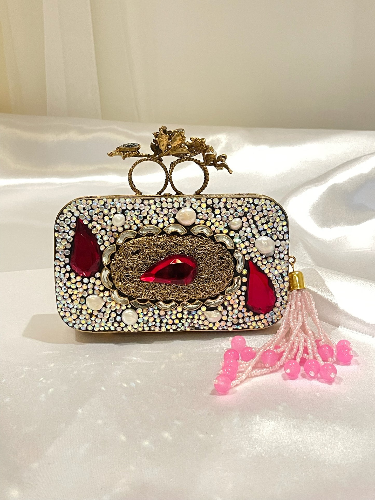 Ruby Gold Majesty Rectangular Clutch